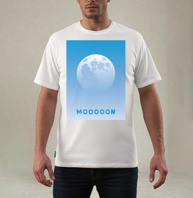 Голубая Луна с Забавной Надписью Mooooon, Футболка мужская REGULAR белая