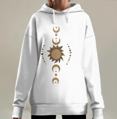 Абстрактные солнце и луна гармония баланса, Hoodie Long Oversize 3D