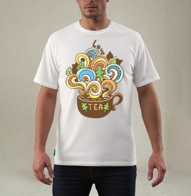 Чашка Love Tea с ярким фантазийным дизайном, Футболка мужская REGULAR белая