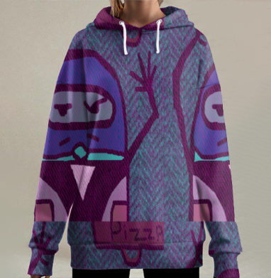 Ироничный капюшон персонаж протест pizza, Hoodie Long Oversize 3D