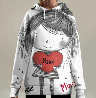 Мое сердце тебе, Hoodie Long Oversize 3D