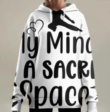 Мой ум это священное пространство баланс движения, Hoodie Long Oversize 3D