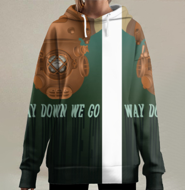 Погружение вглубь моря с подводным шлемом Way down we go, Hoodie Long Oversize 3D
