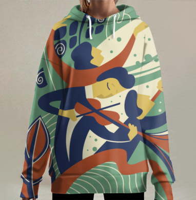 Музыканты весенних нот, Hoodie Long Oversize 3D