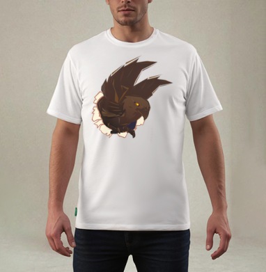 Dark Powerful Eagle Breaking Through Torn Surface Орёл Прорывающийся Через Рваную Поверхность, Футболка мужская REGULAR белая