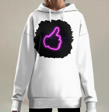 Неоновый жест одобрения и согласия со всеми вами., Hoodie Long Oversize 3D