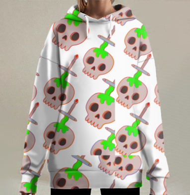 Череп с мечом символы смерти смерть и яд, Hoodie Long Oversize 3D