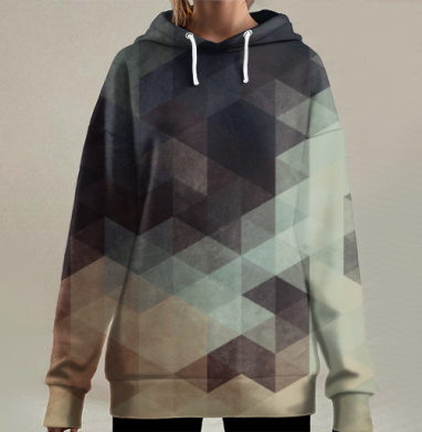 Абстрактное искусство в стиле геометрического минимализма, Hoodie Long Oversize 3D