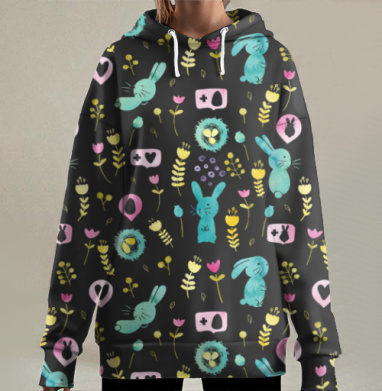 Пасхальные кролики, Hoodie Long Oversize 3D