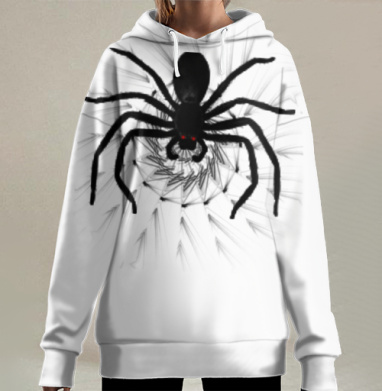 Защитный паук плетет узорчатую сеть паутины, Hoodie Long Oversize 3D