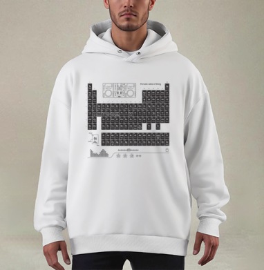 Periodic table of DJing - Купить мужские худи оверсайз mono Мята в Москве, цена мужских худи оверсайз mono  с прикольными принтами - магазин дизайнерской одежды Maryjane