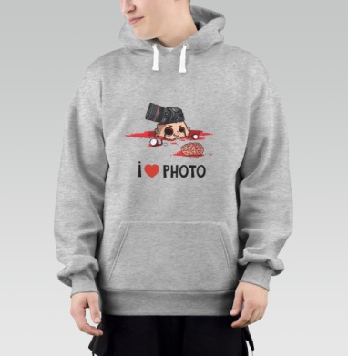 Черная сатирическая сцена о фанатичной любви к фото I LOVE PHOTO, Толстовка Mjhigh–Mel, утепленная