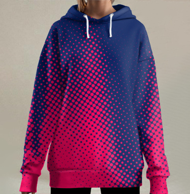 Яркая футуристическая растровая графика розовое цифровое пламя, Hoodie Long Oversize 3D