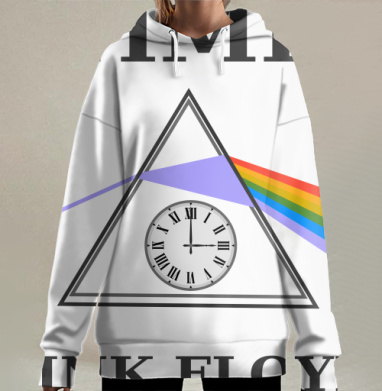 Преобразование света через время с часами Pink Floyd, Hoodie Long Oversize 3D
