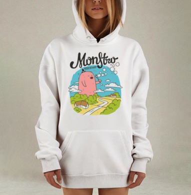 Гигантский розовый монстр с мыльными пузырями ЗДОРОВО И ВЕСЕЛО, Hoodie Mjhigh Dig, оверсайз, утепленная