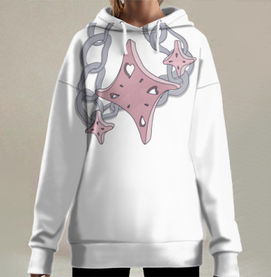 Розовые Сердца на Цепях подвесках аксессуар, Hoodie Long Oversize 3D