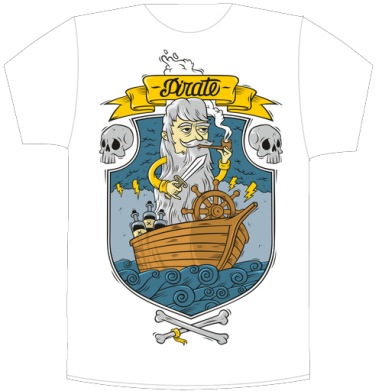 Cartoon Pirate Captain / Старый морской волк в маленькой деревянной лодке - Своя футболка белая A5 (15 x 20 см), страница 7