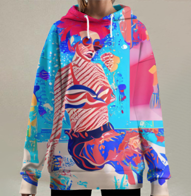 Пляжный фешн, Hoodie Long Oversize 3D