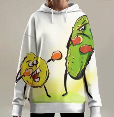Борьба Огурчик Лимончик Спортивная Сцена, Hoodie Long Oversize 3D