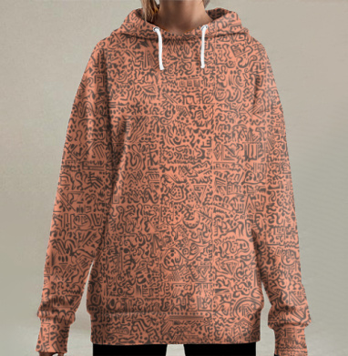 Абстрактное движение жизни энергии человечества, Hoodie Long Oversize 3D