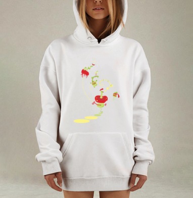 Фантазийное путешествие surrealism с птицей энергией монстром, Hoodie Mjhigh Dig, оверсайз, утепленная