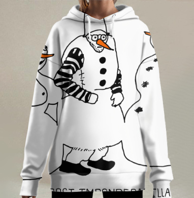Человек снеговики абсурдный юмор весёлыенапоследнихсловах, Hoodie Long Oversize 3D