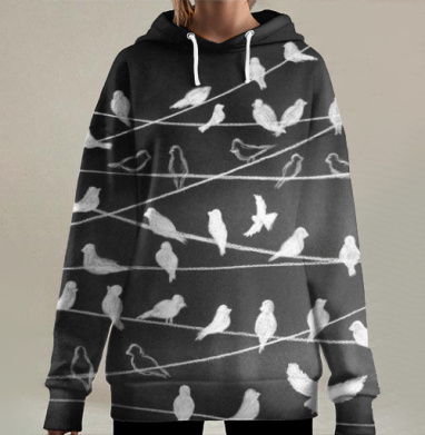 Птицы на проводах, Hoodie Long Oversize 3D