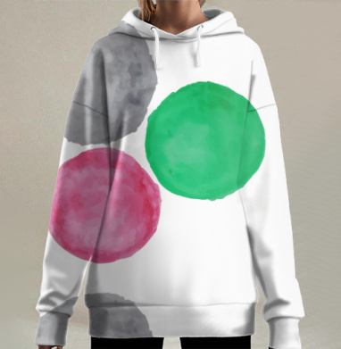 Три круга зеленый серый розовый последние слова, Hoodie Long Oversize 3D