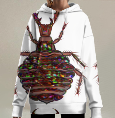 Устрашающе выглядит личинка муравьиного льва, Hoodie Long Oversize 3D