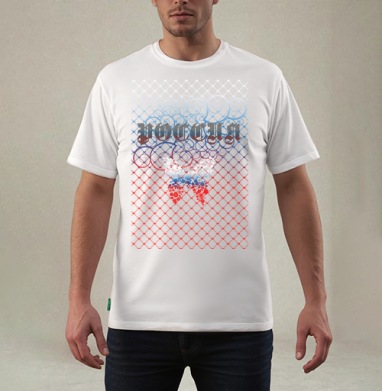 Россия, флаг, Футболка мужская REGULAR белая