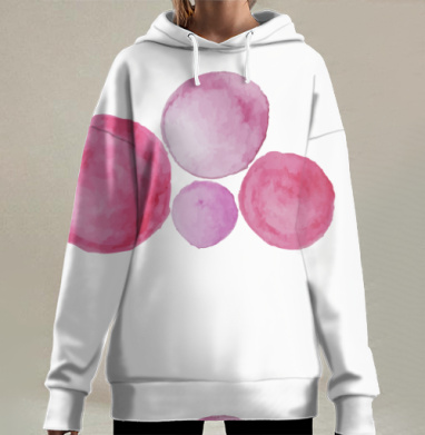 Акварельные круги розовых оттенков для легкости и умиротворения, Hoodie Long Oversize 3D