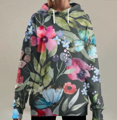 Русское поле цветов, Hoodie Long Oversize 3D