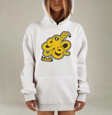 Стильный желтый осьминог с узлом на щупальце ficase, Hoodie Mjhigh Dig, оверсайз, утепленная