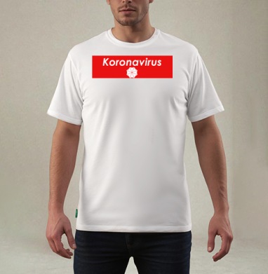 Красный логотип вируса Коронавирус 2 0, Футболка мужская REGULAR белая