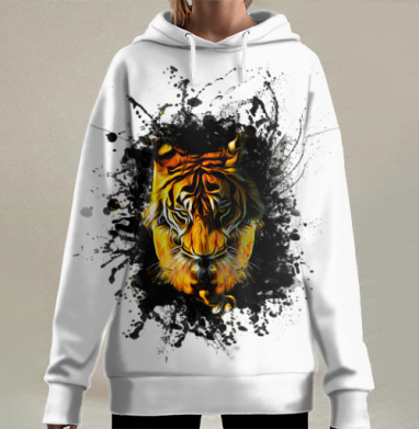Сила тигра мощь дикой природы, Hoodie Long Oversize 3D