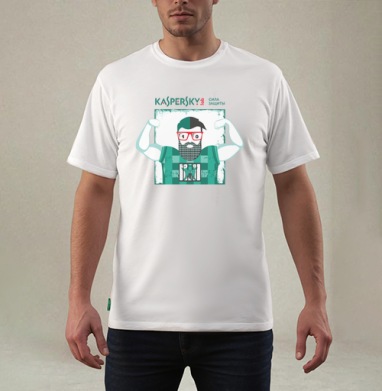 Мощь цифровой защиты с символикой Kaspersky, Футболка мужская REGULAR белая