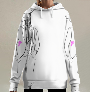 Технологичный человек в костюме как шпион или наблюдатель, Hoodie Long Oversize 3D