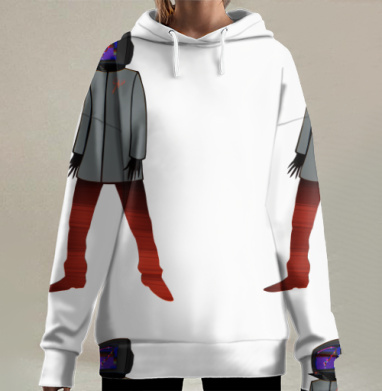 Серый человек с телевизором стилем длинными ногами, Hoodie Long Oversize 3D
