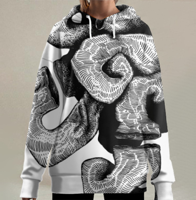 Органические спирали и абстрактные формы, Hoodie Long Oversize 3D