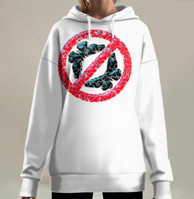 Запрет полетов бабочек красный символ свободы, Hoodie Long Oversize 3D