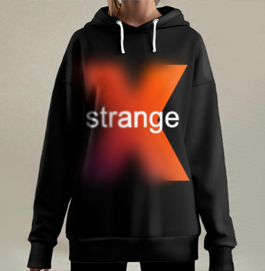 Странная красная буква K с эффектом свечения и размытия, Hoodie Long Oversize 3D