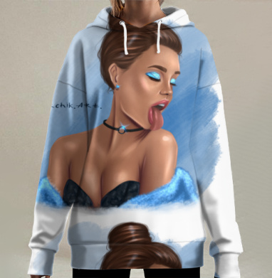 Страстная девушка с языком демонстрация смелость обаяние, Hoodie Long Oversize 3D