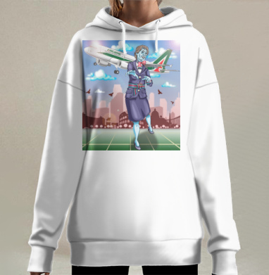 Зомби стюардесса Alitalia летит в Рим, Hoodie Long Oversize 3D