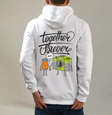 Together Forever, Толстовка на молнии, печать на спине. муж. белая v3 320гр