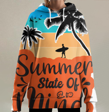 Летнее настроение свобода пляж отдых легкость, Hoodie Long Oversize 3D