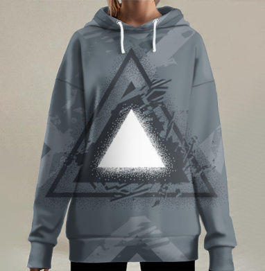 Абстрактный графический постер с треугольником, Hoodie Long Oversize 3D