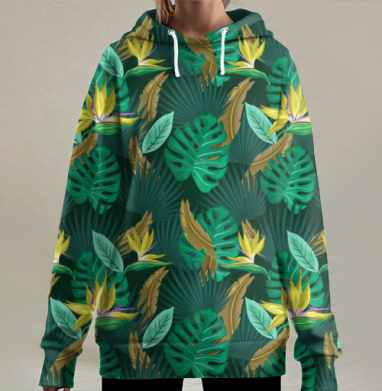 Тропический паттерн, Hoodie Long Oversize 3D