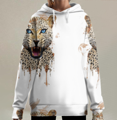 Яростный Леопард с Ледяным Взглядом, Hoodie Long Oversize 3D