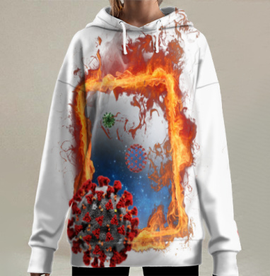 Коронавирус в огне борьба с вирусом сегодня, Hoodie Long Oversize 3D