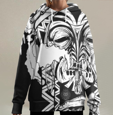 Мистическая маска интроспекции и медитации, Hoodie Long Oversize 3D